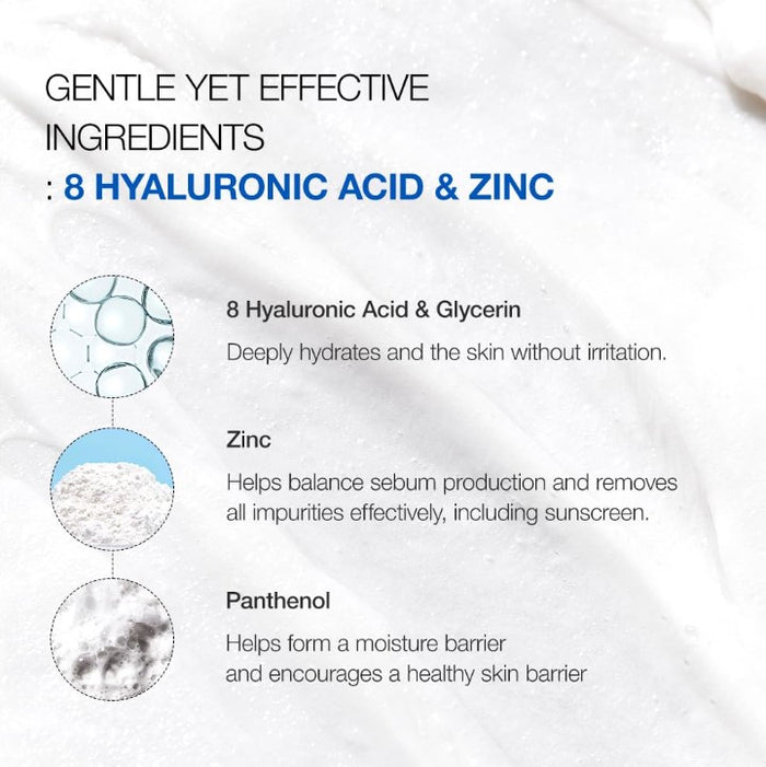 Anua  Hyaluronic Acid 8 + Panthenol Moisturizing Gentle Foaming Cleanser 150ml / 5.07fl oz.