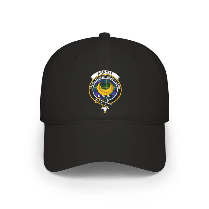 Arnott Speratum et Completum clan crest printed cotton cap – front design view