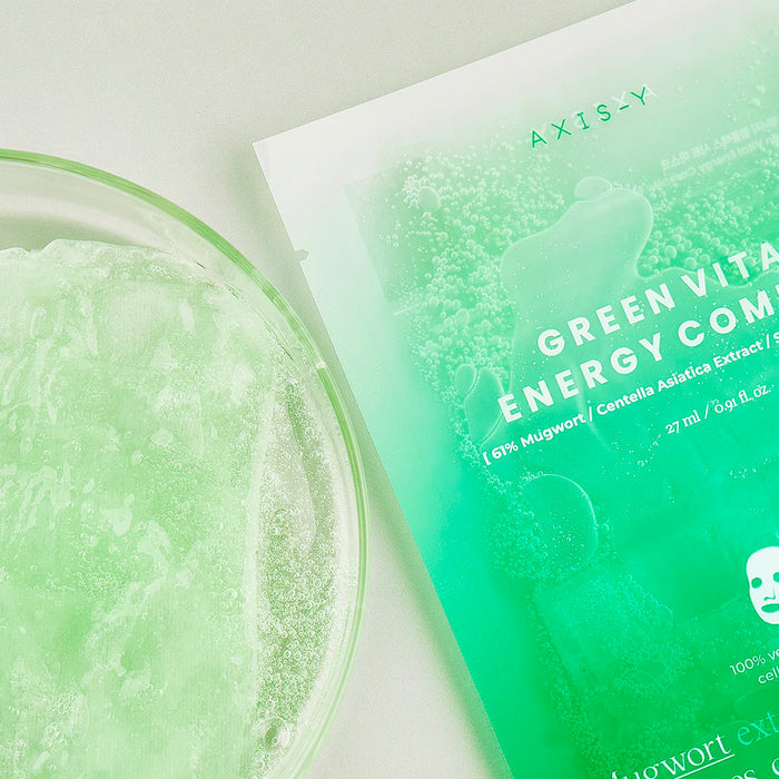 AXIS-Y Mugwort Green Vital Energy Complex Sheet Mask asian authentic genuine original korean skincare montreal toronto calgary canada thekshop thekshop.ca natural organic vegan cruelty-free cosmetics kbeauty vancouver free shipping