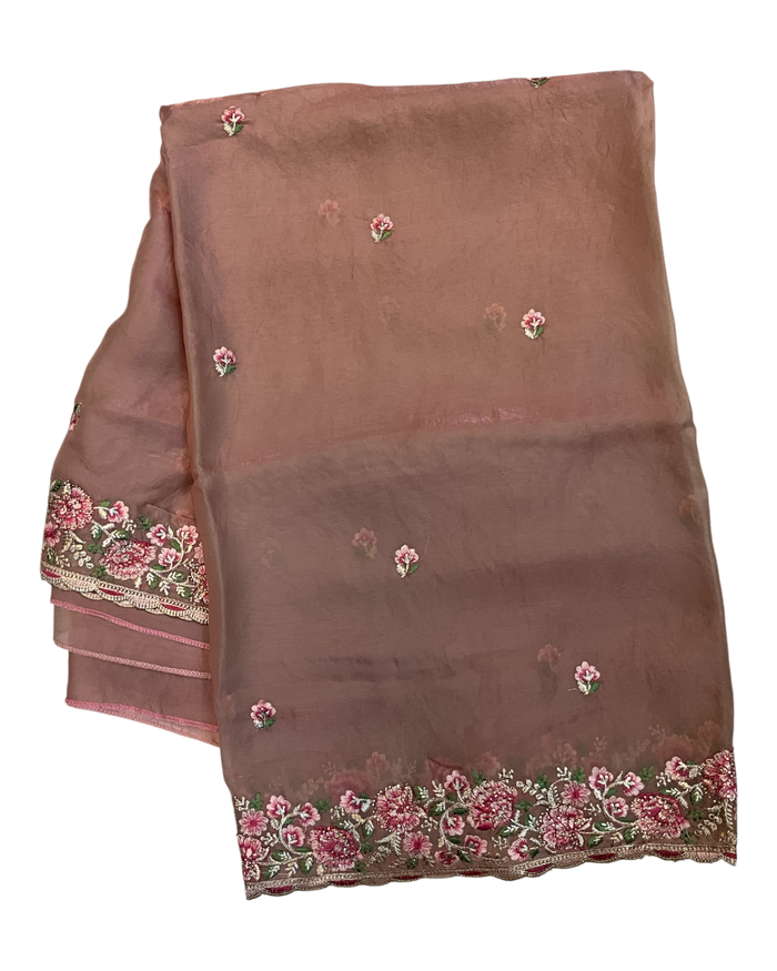 Baby Pink - Fancy Party Saree with Blouse Piece - UK stock - 24hr Dispatch - LTF4606 07VY26