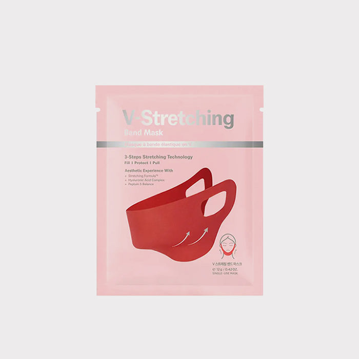 BELLASOO V Stretching Band Mask is a Korean 3-step lifting mask designed to firm, moisturize, and contour the jawline.