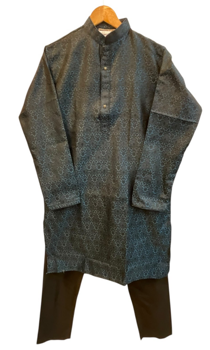 Black - Handloom Brocade Mens Indian Kurta set - UK Stock - Weddings / Walimas , Sangeet, Diwali, Eid, Mehndi / Henna - NAD25705 KA