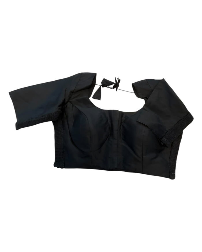 Black - HYBRID Silky Saree blouse - With Elastic on both side for Great fit - Size 36",38", 40" S M L  - VAM1216 Ap