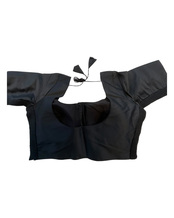 Black - HYBRID Silky Saree blouse - With Elastic on both side for Great fit - Size 36",38", 40" S M L  - VAM1216 Ap