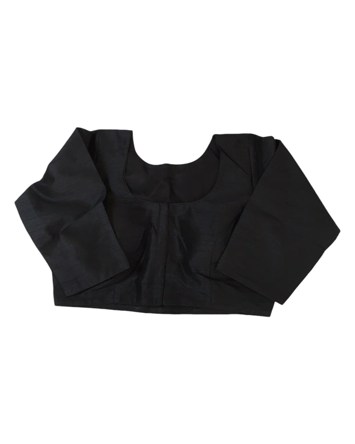 Black - Silky Saree blouse with cups,  Long Sleeves, High Back - 38" - UK Stock - Quick Delivery - RNK - R231F-A