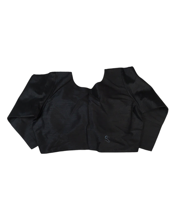 Black - Silky Saree blouse with cups,  Long Sleeves, High Back - 38" - UK Stock - Quick Delivery - RNK - R231F-A
