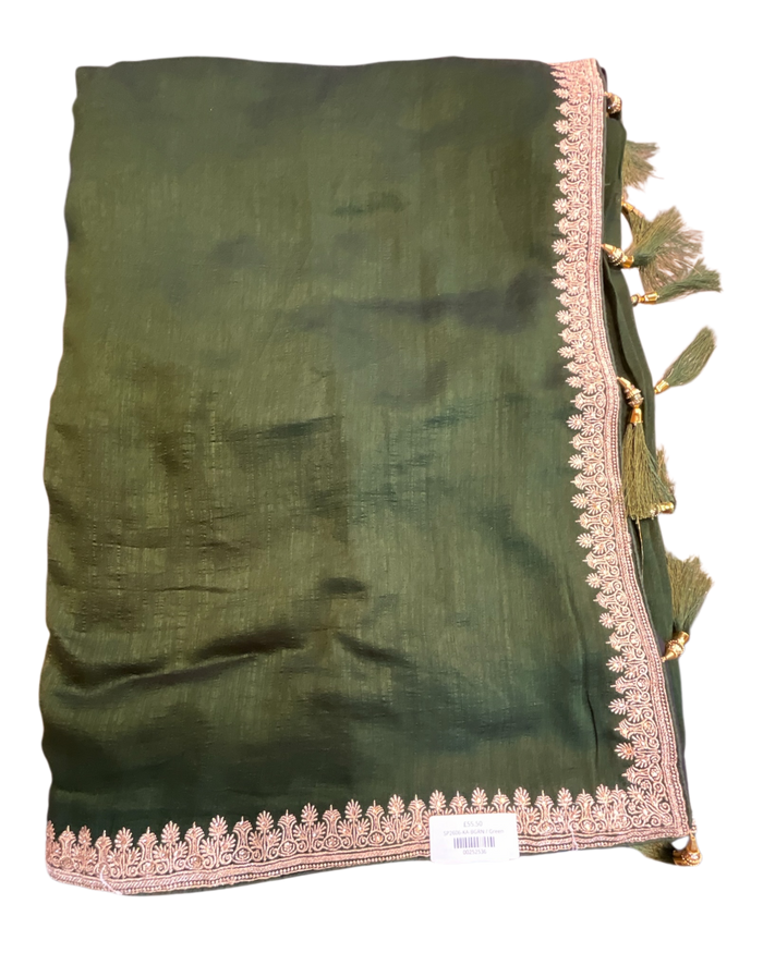 Bottle Green - Fancy Party Saree with Blouse Piece - UK stock - 24hr Dispatch - SP2606 KA