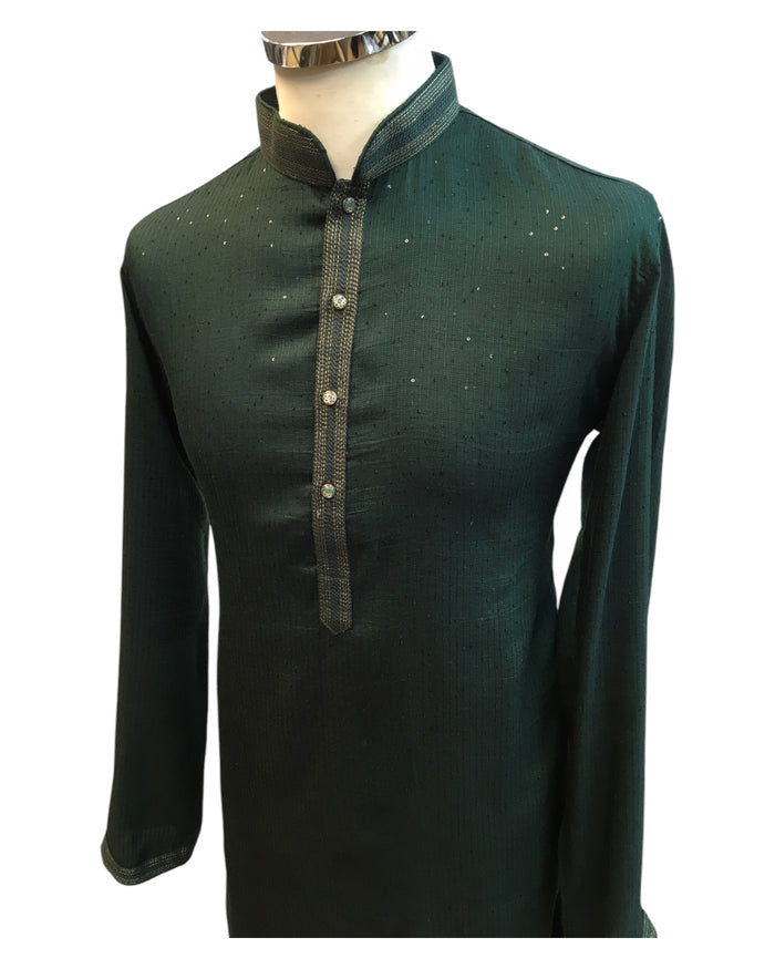 Bottle Green - Fantastic Mens Indian Kurta set - Weddings / Walimas , Sangeet, Eid, Mehndi / Henna - NAD2404 08KA24