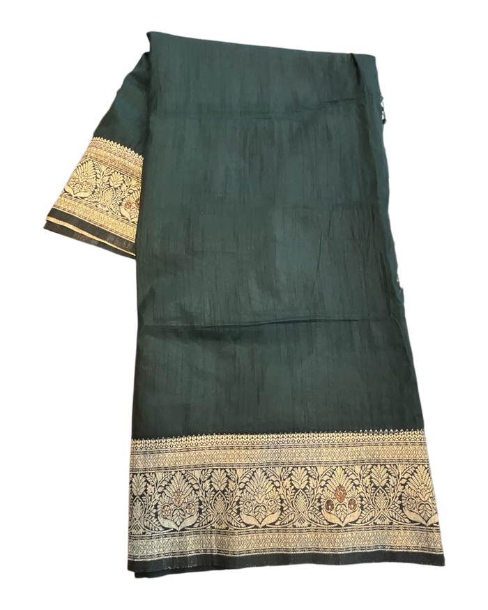 Bottle Green - Traditional Handloom Saree with Blouse Piece - UK stock - 24hr Dispatch - SP2630 KP