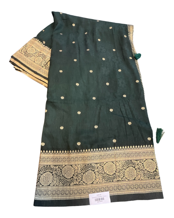 Bottle Green 2 - Traditional Handloom Saree with Blouse Piece - UK stock - 24hr Dispatch - SP2630 KP