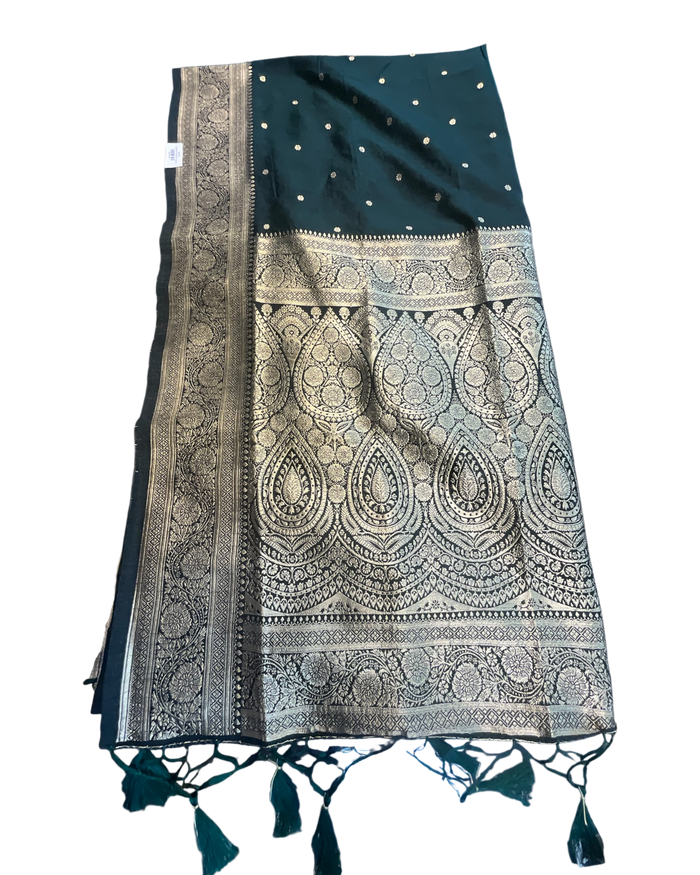Bottle Green 2 - Traditional Handloom Saree with Blouse Piece - UK stock - 24hr Dispatch - SP2630 KP