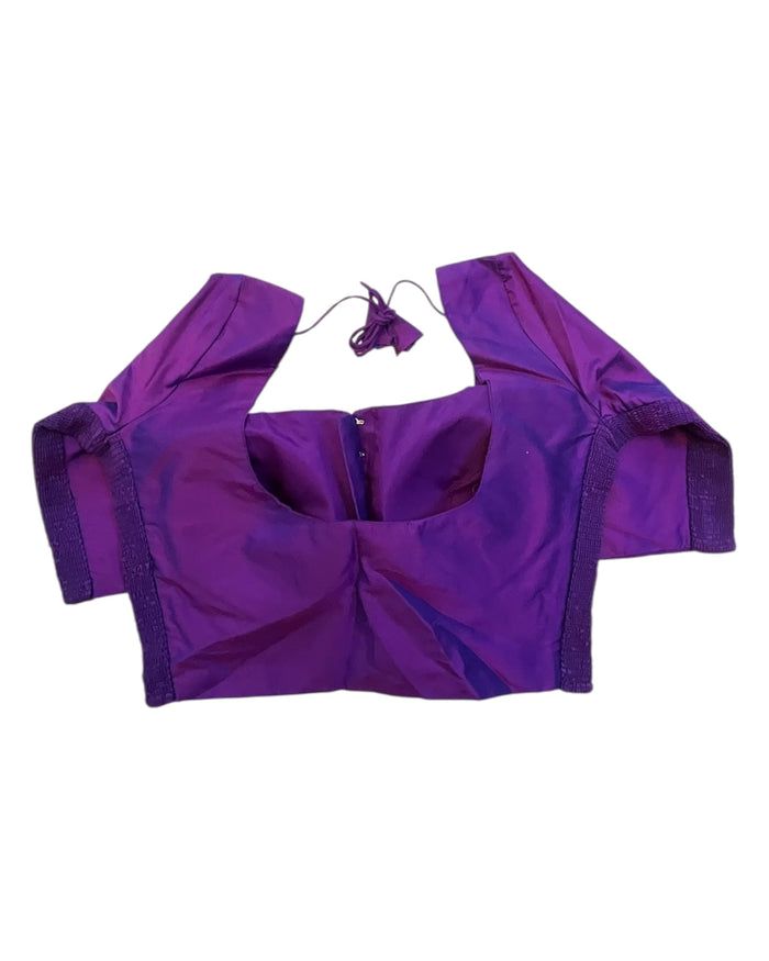 Brinjal / Purple - HYBRID Silky Saree blouse - With Elastic on both side for Great fit - Size 36",38", 40" S M L  - VAM1216 Ap