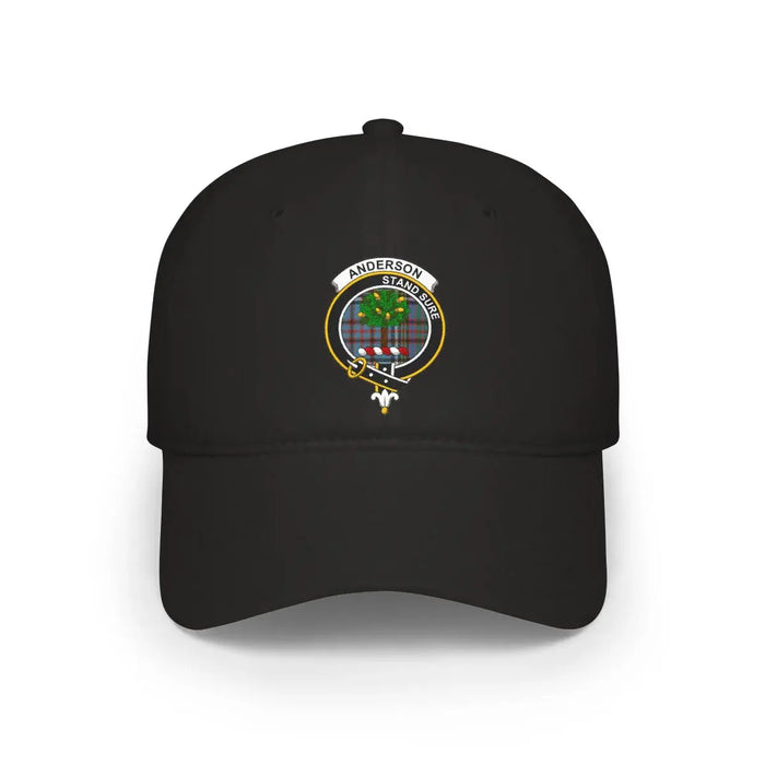 Clan Anderson baseball cap in khaki with crest and Stand Sure motto
