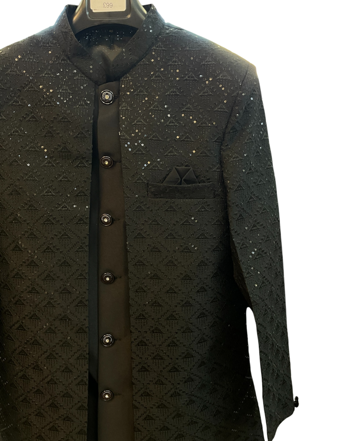 Classic Black - Mens Double Layered Sherwani / Indo-Western - Fantastic Value - KCS6625 06TT26