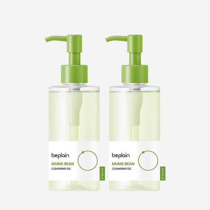 Beplain Mung Bean Cleansing Oil 200ml - gentle oil-based makeup remover that emulsifies with water, suitable for sensitive and barrier-compromised skin