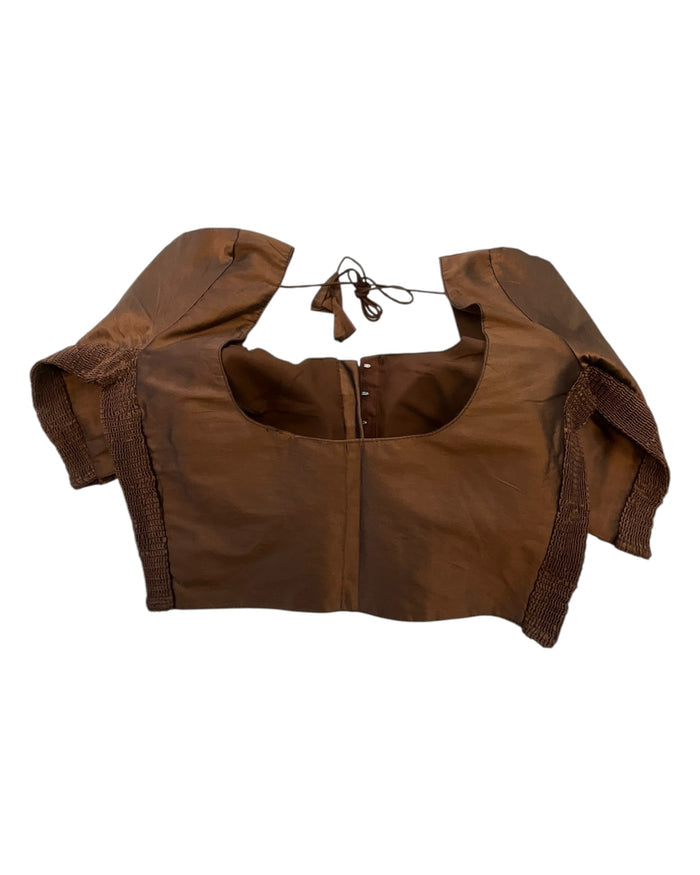 Coffee Brown - HYBRID Silky Saree blouse - With Elastic on both side for Great fit - Size 36",38", 40" S M L  - VAM1216 Ap