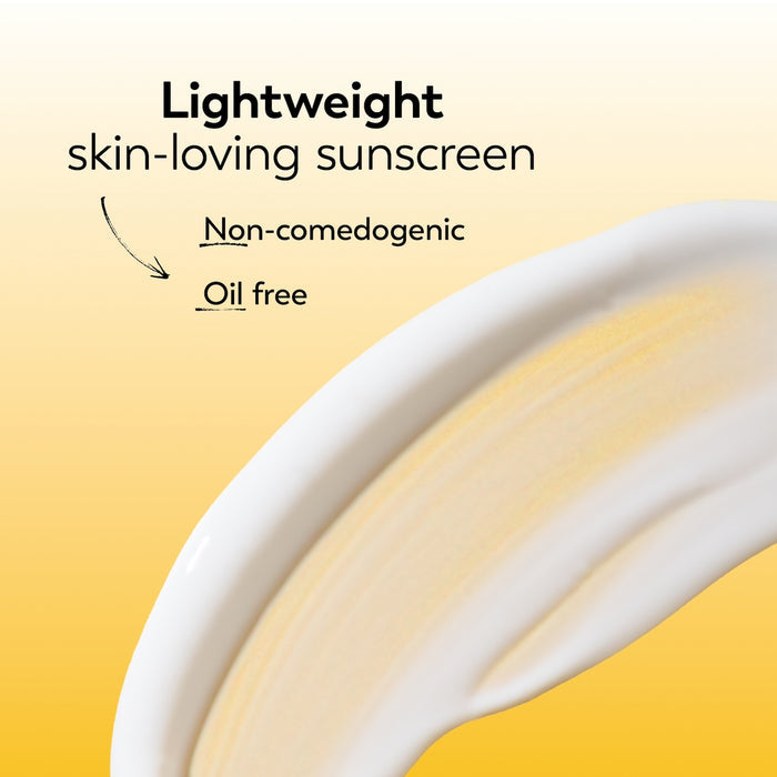 Texture swipe. Lightweight skin loving sunscreen. Non comedogenic. Oil free