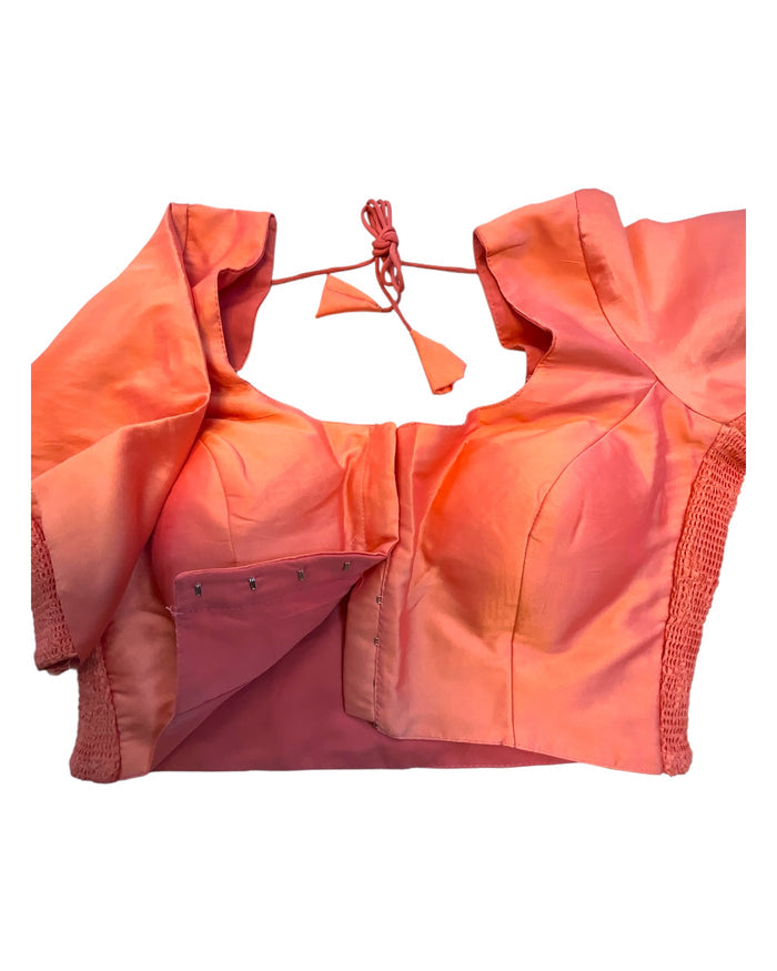 Coral - HYBRID Silky Saree blouse - With Elastic on both side for Great fit - Size 36",38", 40" S M L  - VAM1216 Ap
