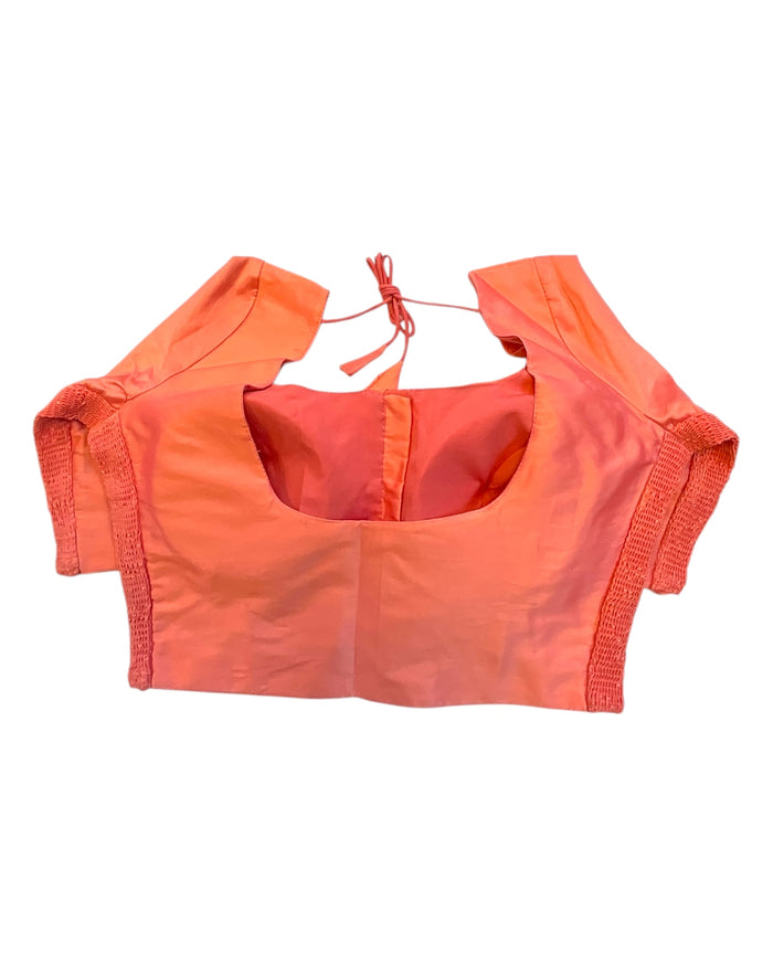 Coral - HYBRID Silky Saree blouse - With Elastic on both side for Great fit - Size 36",38", 40" S M L  - VAM1216 Ap
