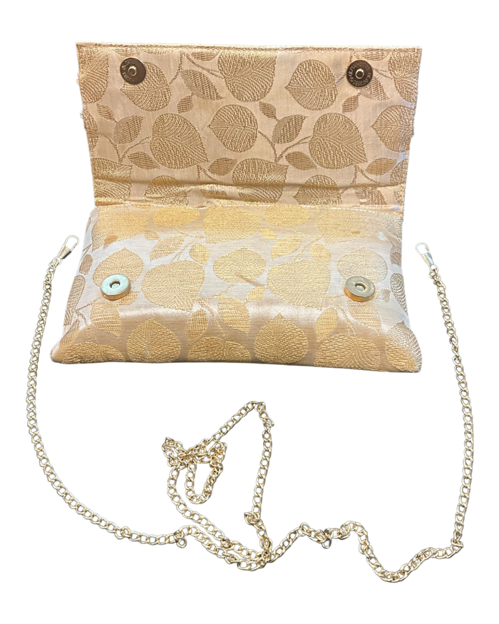 Cream - Handloom Brocade Clutch Bag / Handbag -Bollywood / Weddings - JS16d 06A26
