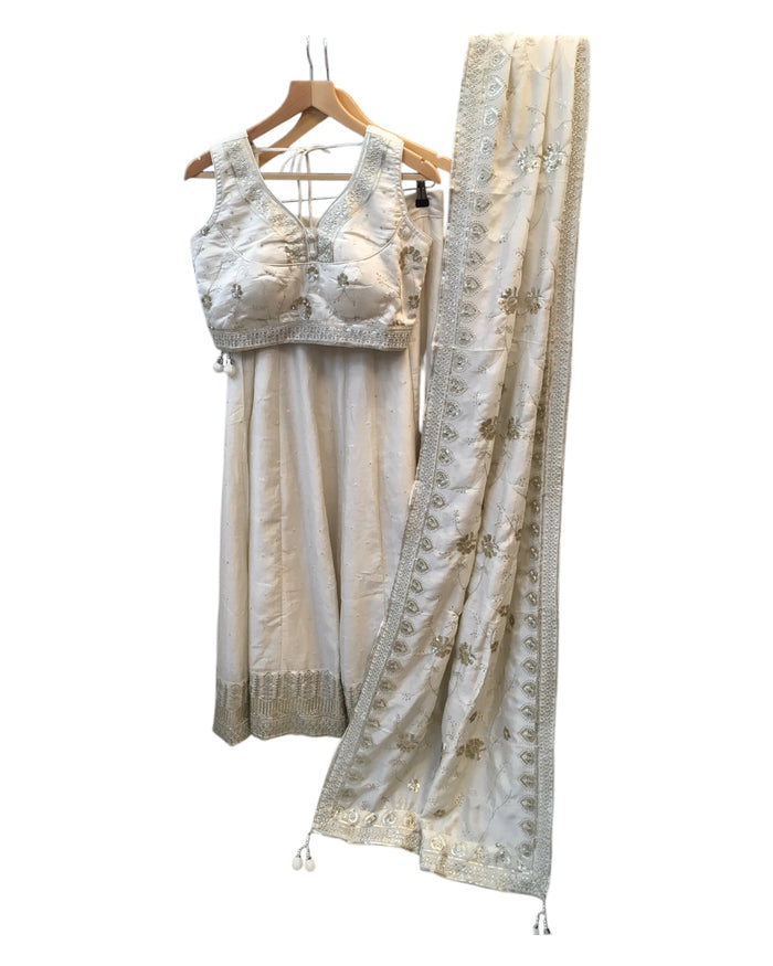 Cream - Ready Made Lehenga Set - Size 12 - 38"(Loosen up to 14) ) UK Stock - 24h Dispatch - KTC241207  TP 1224