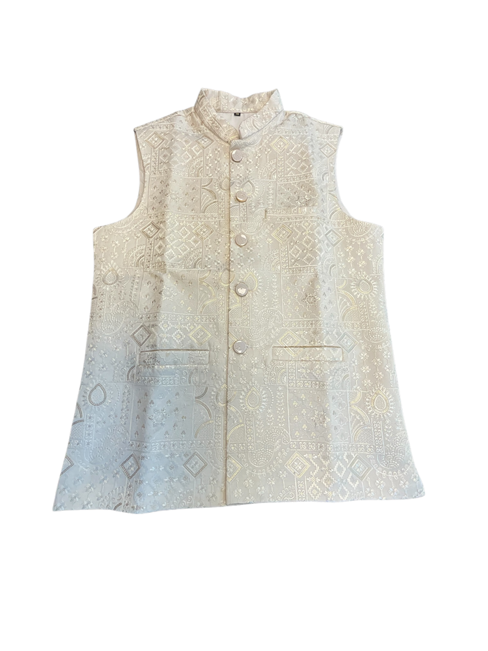 Cream - Rich All Over Embroidered - Mens Indian Waistcoat - UK Stock - 24 hr Dispatch - KCS4088 06VV26