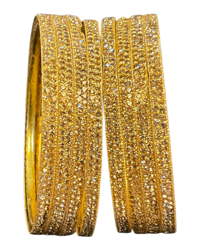 Dark / Antique Gold Finish - Set of 8 Stone Bangles -  M to XXL - HAN2601 07Ka26