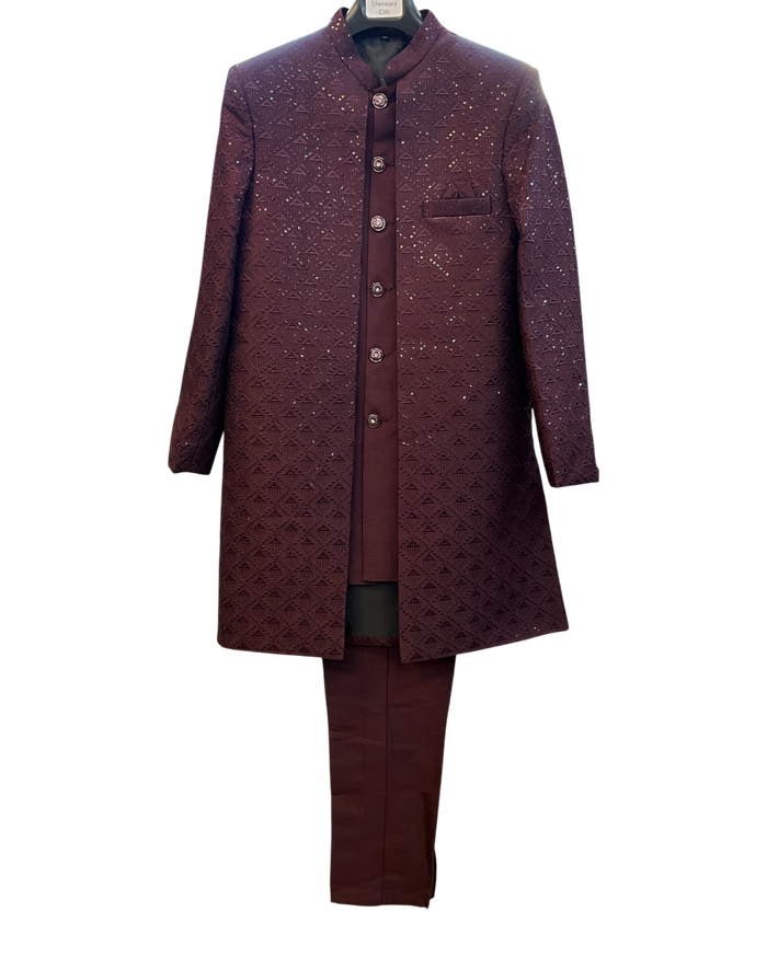 Dark Wine / Maroon - Mens Double Layered Sherwani / Indo-Western - Fantastic Value - KCS6625 06TT26