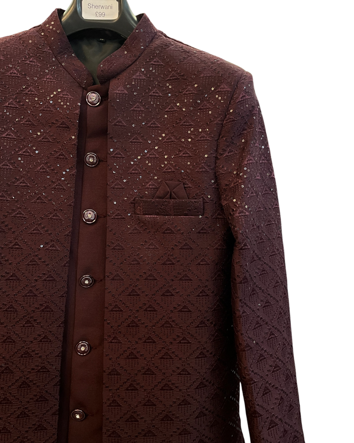 Dark Wine / Maroon - Mens Double Layered Sherwani / Indo-Western - Fantastic Value - KCS6625 06TT26