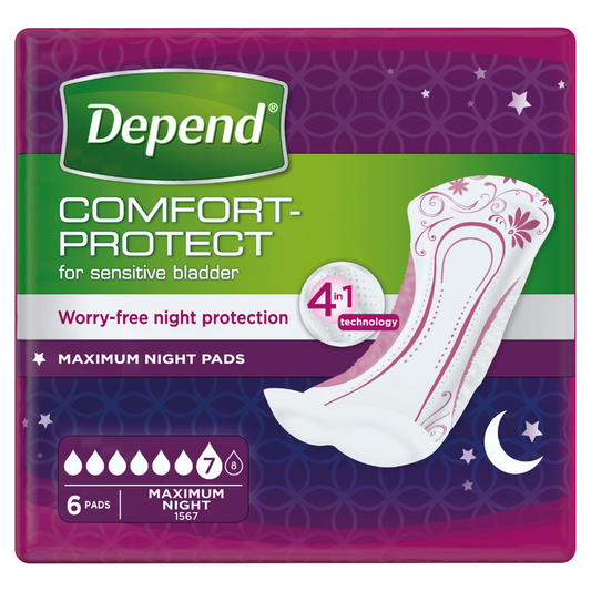 Depend Comfort Protect Maximum Night Pads 6 Pads
