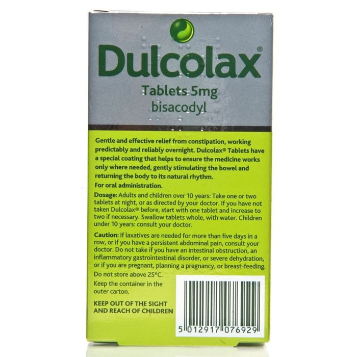 Dulcolax Adult 5mg Bisacodyl Laxative for Constipation Relief 100 Tablets