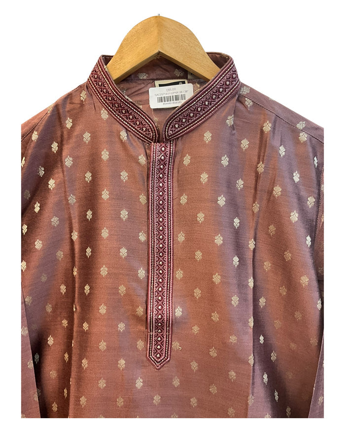 Dusty Pink  - Rich Linen Mens Indian Kurta set - UK Stock - Weddings / Walimas , Sangeet, Diwali, Eid, Mehndi / Henna - NAD25714 VY