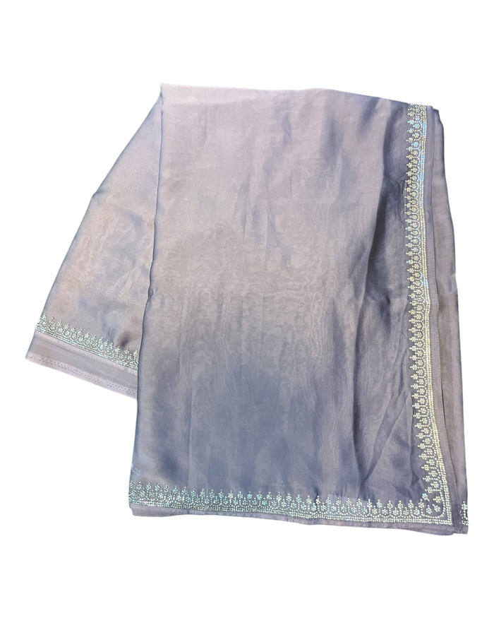 Dusty Pink - Saree with Thread / Stone Work and Blouse Piece - UK stock - 24hr Dispatch - SP2620 KC
