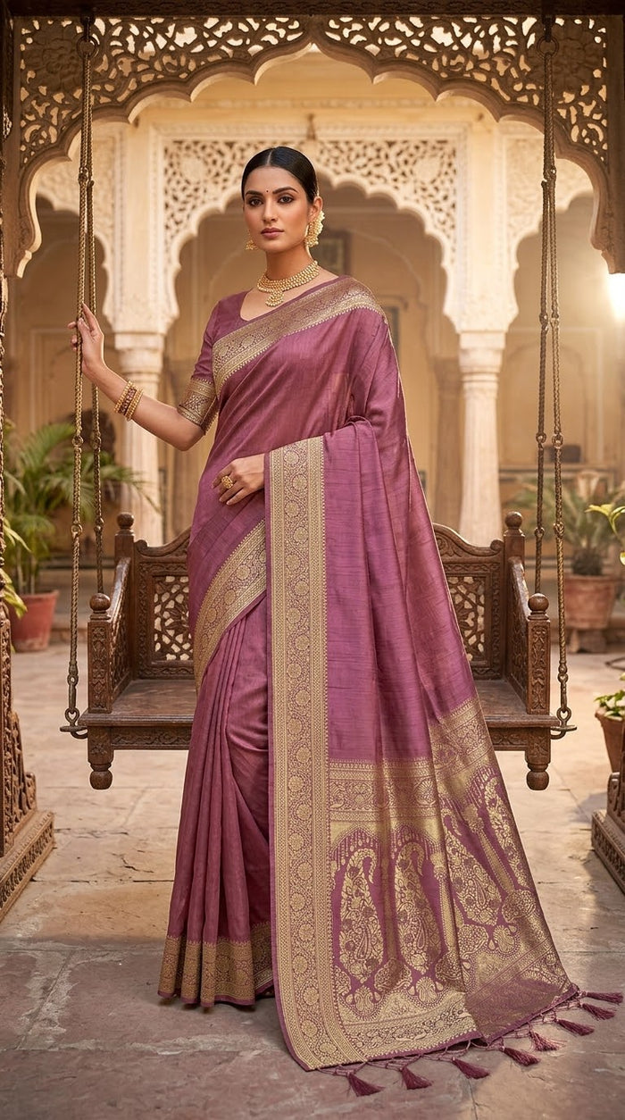 Dusty Pink - Traditional Handloom Saree with Blouse Piece - UK stock - 24hr Dispatch - SP2630 KP