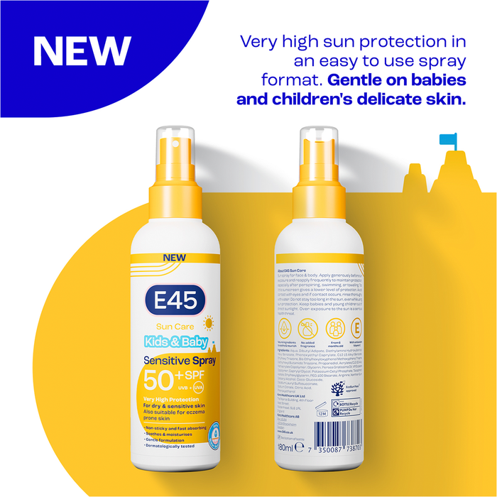 E45 Sun Care Kids & Baby SPF50+ UVB + UVA Sensitive Spray 180ml