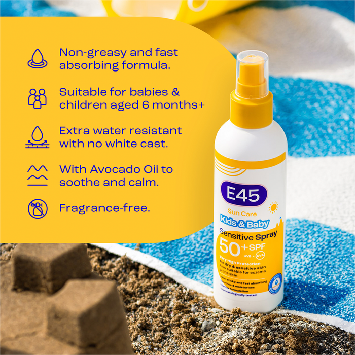 E45 Sun Care Kids & Baby SPF50+ UVB + UVA Sensitive Spray 180ml
