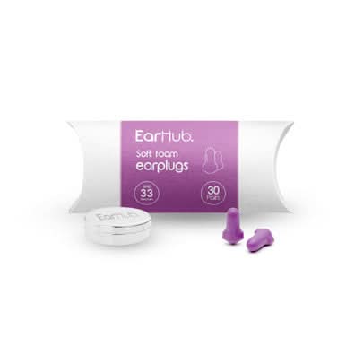 EarHub Sleepwell Premium Foam Earplugs Purple 30 Pairs