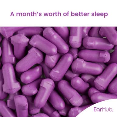 EarHub Sleepwell Premium Foam Earplugs Purple 30 Pairs