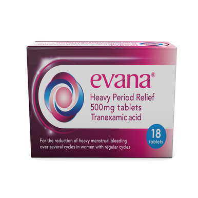 Evana for Heavy Period Relief 500mg 18 Tablets
