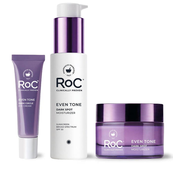 RoC skincare products (Even Tone + lift. EYE cream, even tone + lift MOISTURIZER SPF, even tone MOISTURIZER)