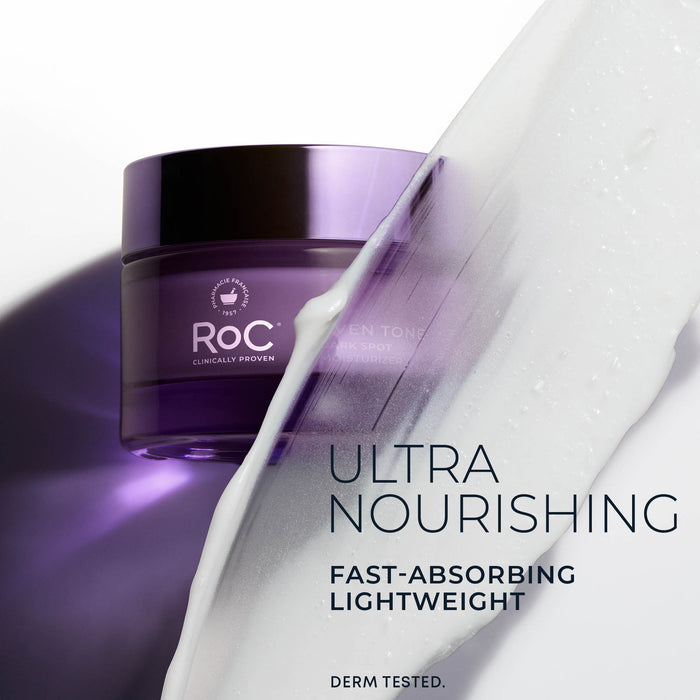RoC ultra nourishing cream jar with cream flow on a white background