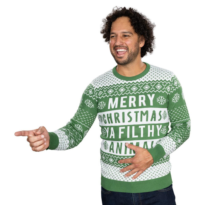 Filthy Animal Adult Unisex Ugly Christmas Holiday Green Sweater