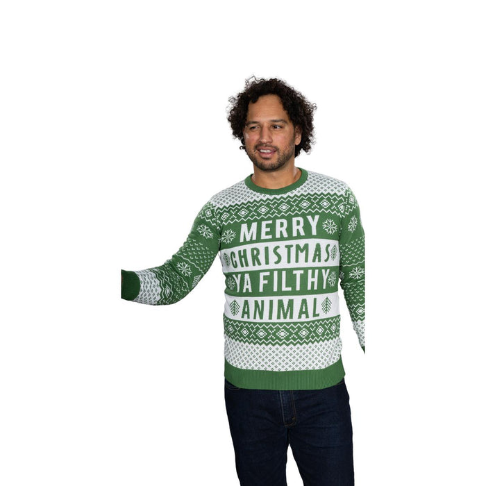 Filthy Animal Adult Unisex Ugly Christmas Holiday Green Sweater