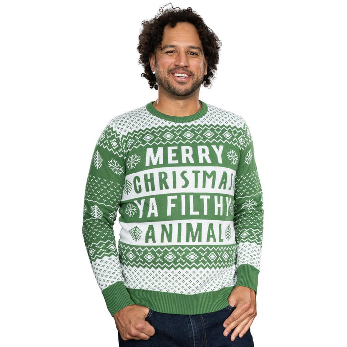 Filthy Animal Adult Unisex Ugly Christmas Holiday Green Sweater