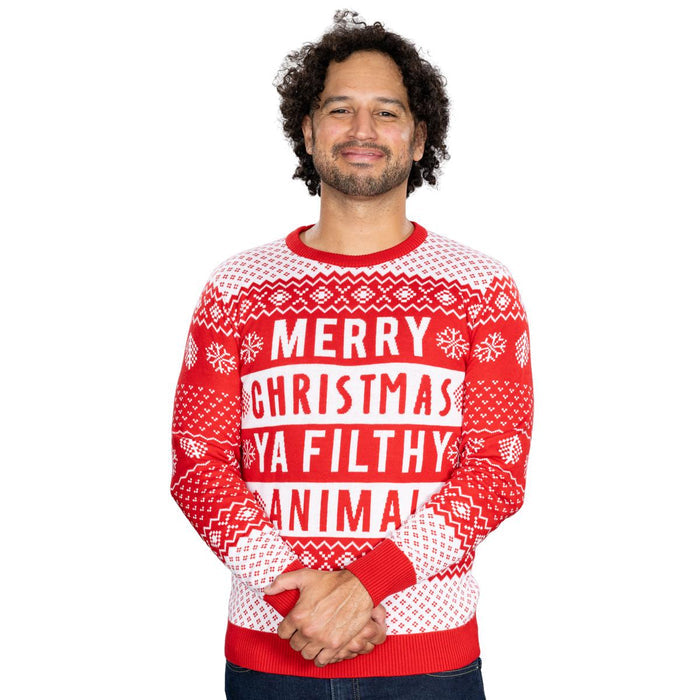 Filthy Animal Adult Unisex Ugly Christmas Holiday Red Sweater