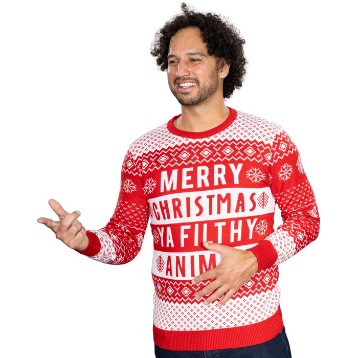 Filthy Animal Adult Unisex Ugly Christmas Holiday Red Sweater