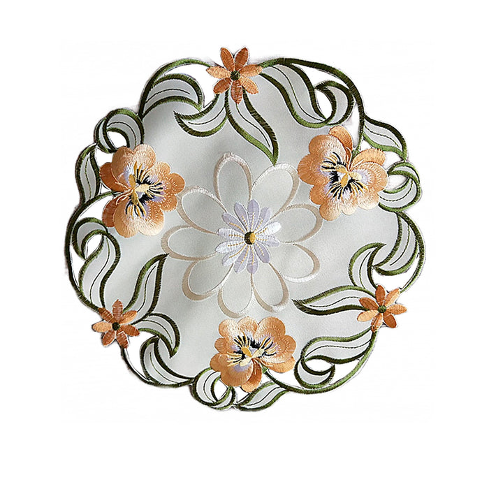 Floral Green Round Embroidery Placemat