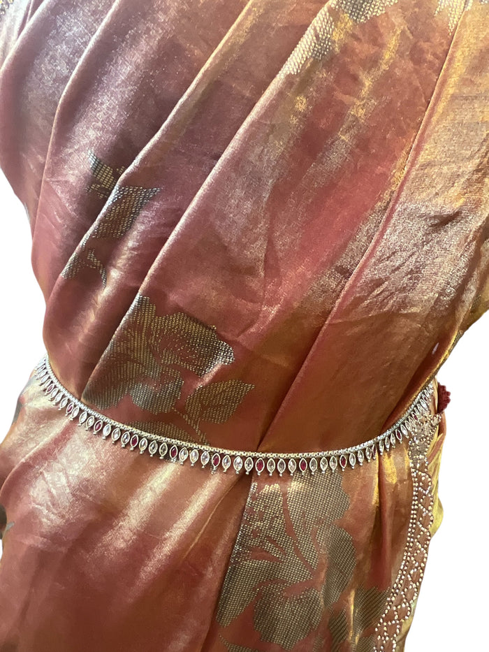 Fuchsia / Magenta / Dark Pink - Antique Gold Finish Saree Belt, Waist / Belly Chain - Fancy Dress , Bollywood - 15BL415 07A26