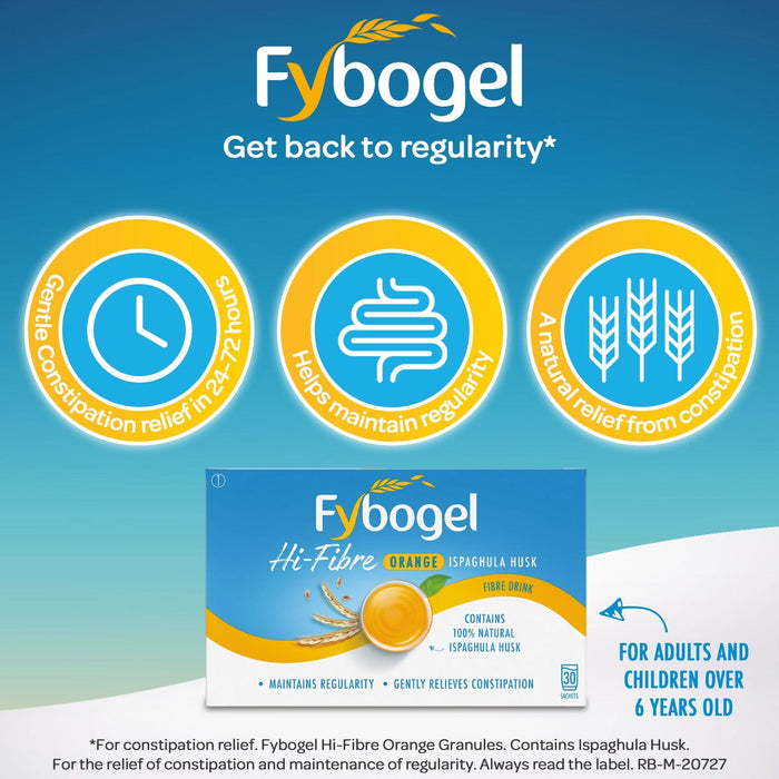 Fybogel hi-fibre orange natural fibre sachets