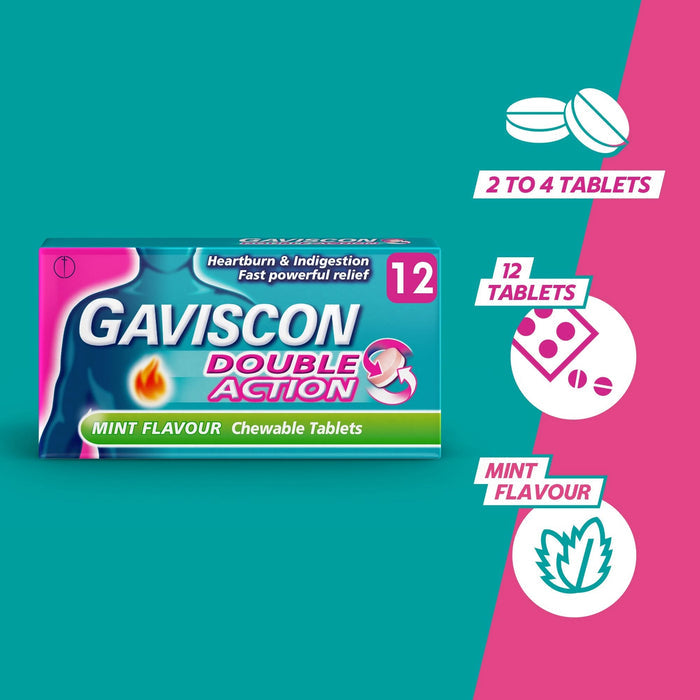Gaviscon Double Action chewable tablets mixed berry x2